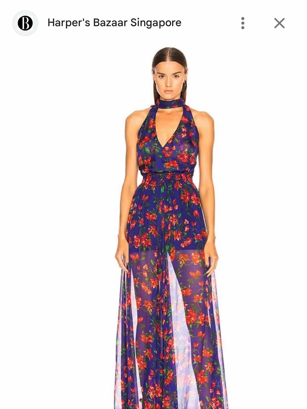Caroline Constas Purple Floral Halter Wide-Leg Jumpsuit